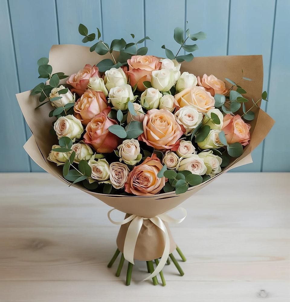 Букет цветов из: Альстромерии и Розы в Новомарковке