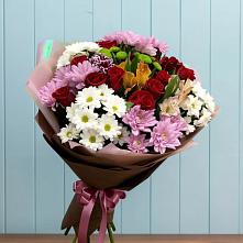 Букет цветов из:  Розы, Хризантемы и Альстромерии в Новомарковке
