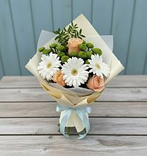 Букет цветов из:  Герберы, Розы и Хризантемы #REPLACE_PRED# Новомарковке