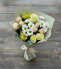 Букет цветов из:  Альстромерии, Розы и Хризантемы в Новомарковке